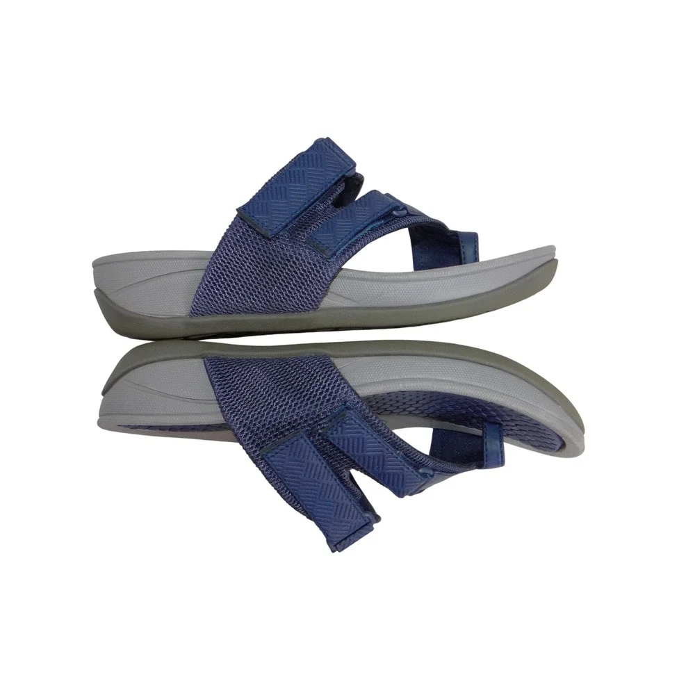 Baretraps Dina Navy Blue Sporty Toe Loop Slide Sandals Womens 7M BT24-10601